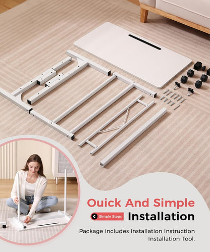 Mobile Computer Desk, Adjustable Height, With Wheels